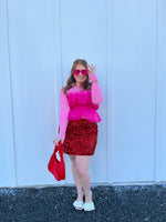 Holiday Red Sequin Skirt *Extended Sizes