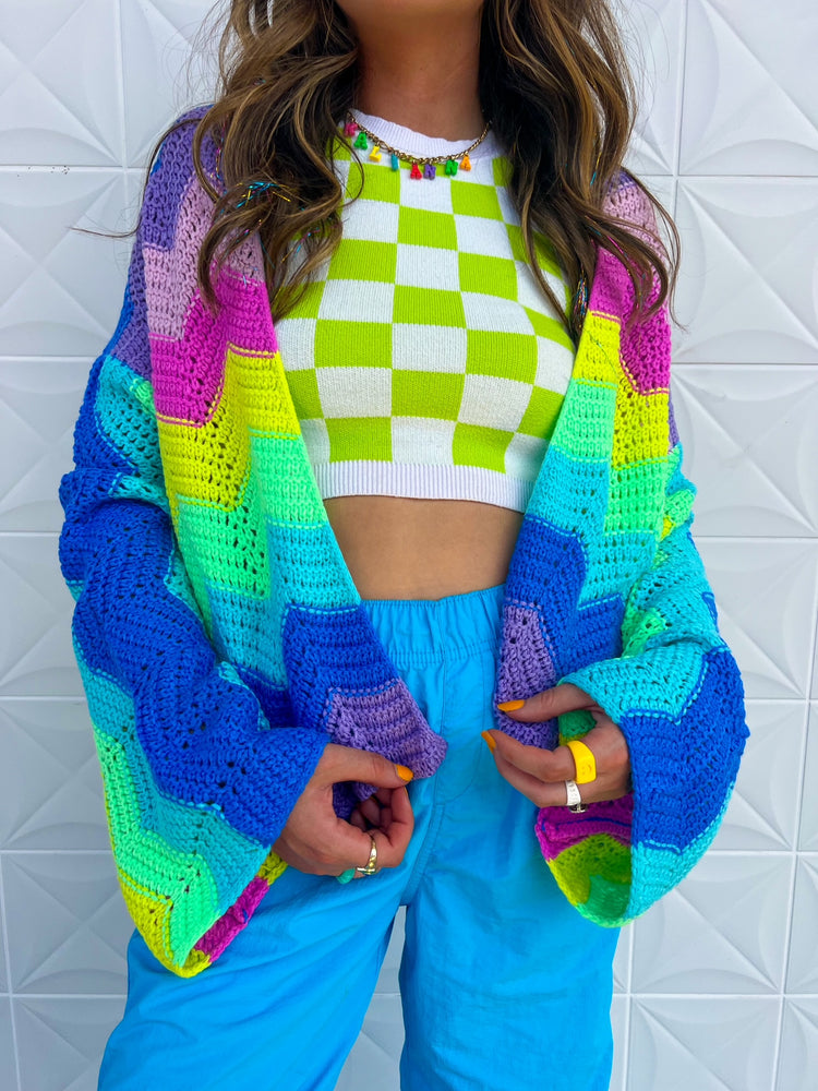 *RESTOCK Rainbow Knit Cardigan *Extended Sizes