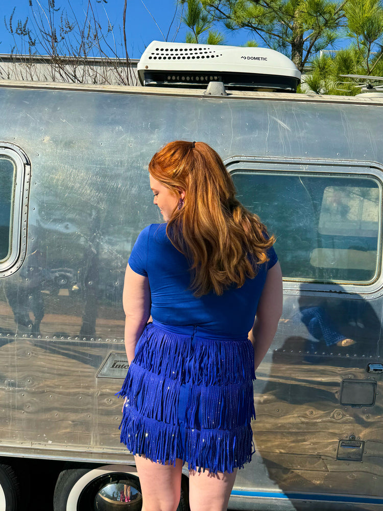 Royal Fringe Skirt in Blue (S-3XL)