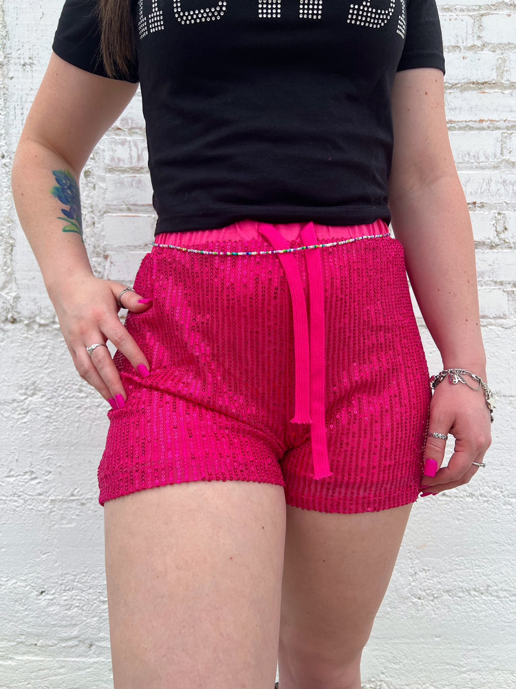 Pink Sequin Shorts *Extended Sizes