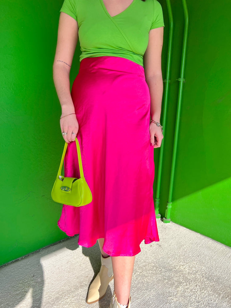 Just A Girl Midi Skirt in Pink (S-3XL)