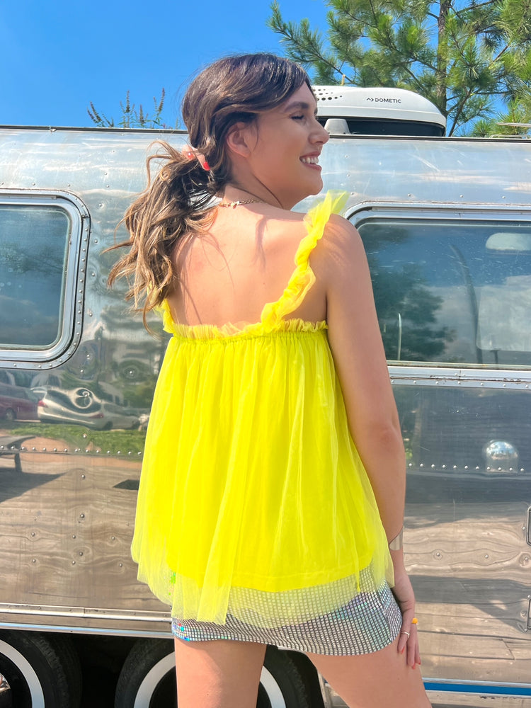 Party Tulle Top in Yellow *Extended sizes