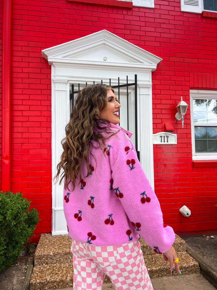 Pink Cherry Sherpa Jacket *Extended Sizes