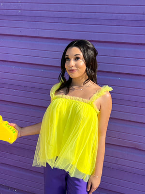 Party Tulle Top in Yellow *Extended sizes