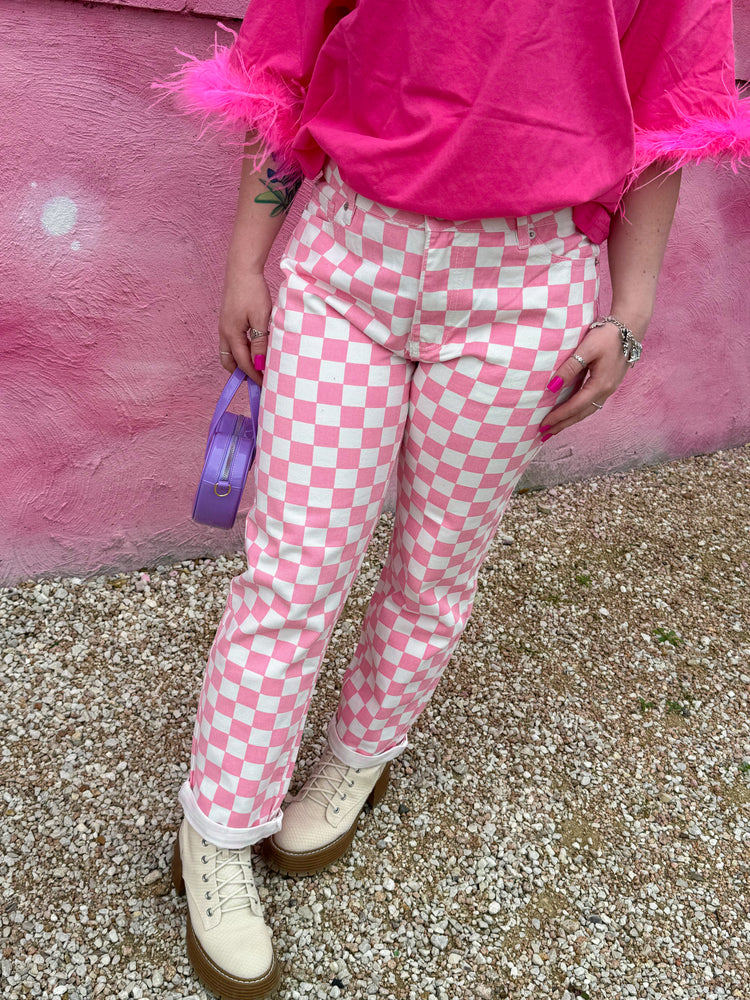 Pink Checkered Pants (S-3XL) – Aspyn and Ivy