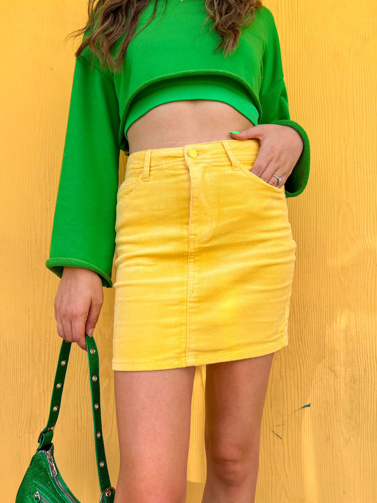 Light Yellow Corduroy Skirt *Extended Sizes