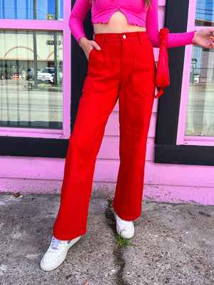 Cherry Red Cargo Pants *Extended Sizes