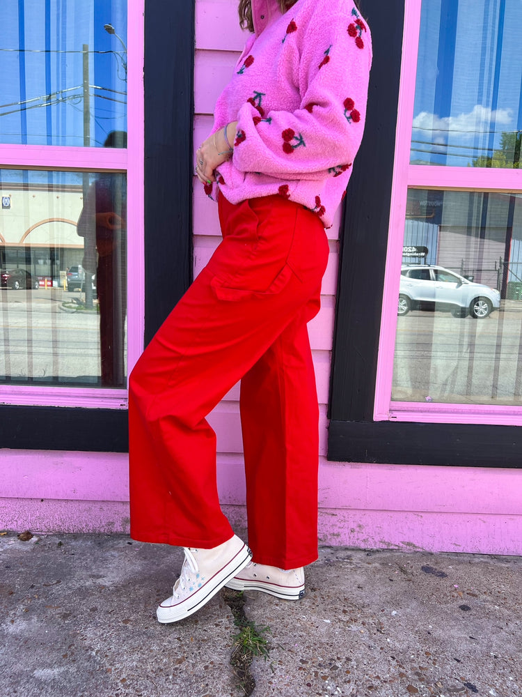 Cherry Red Cargo Pants *Extended Sizes