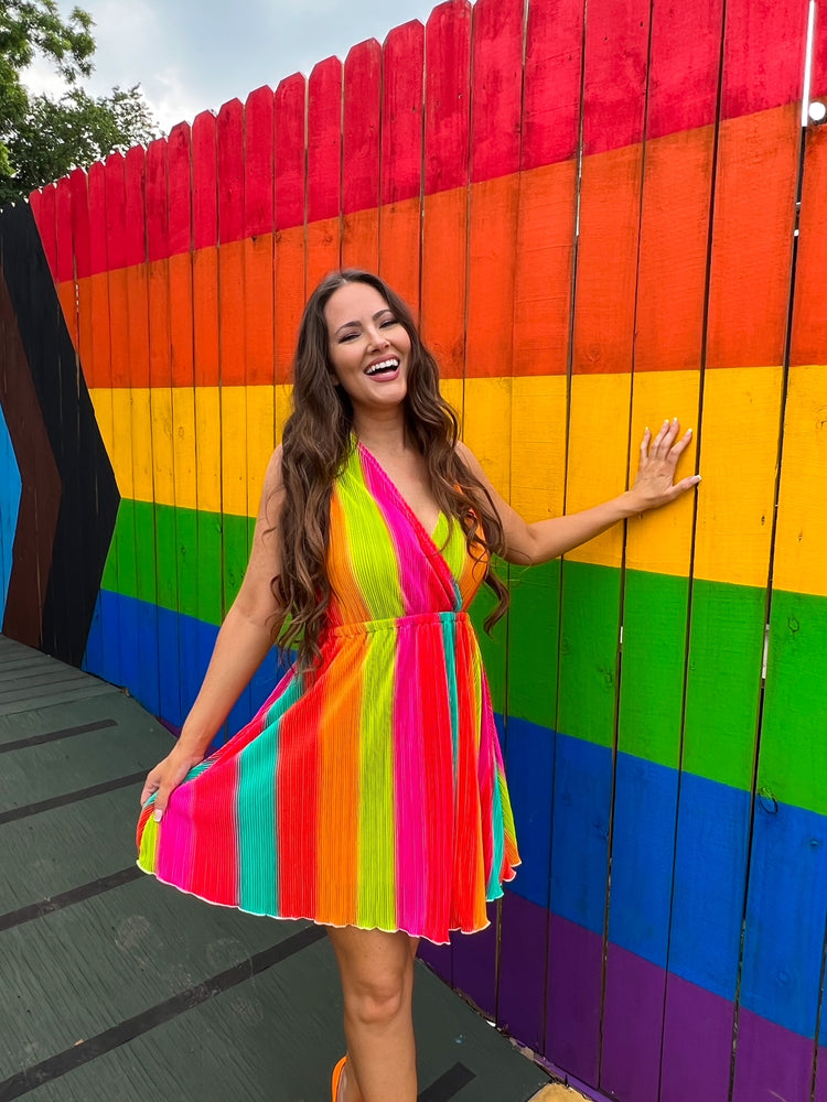 Rainbow Striped Dress * Extended Sizes