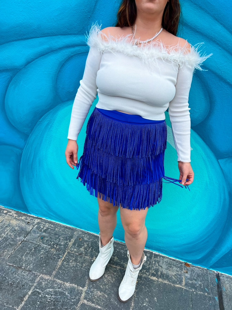 Royal Fringe Skirt in Blue (S-3XL)