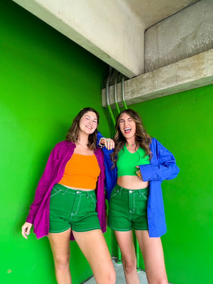 
            
                Load image into Gallery viewer, Happier than Ever Shorts in green *Extended Sizes
            
        
