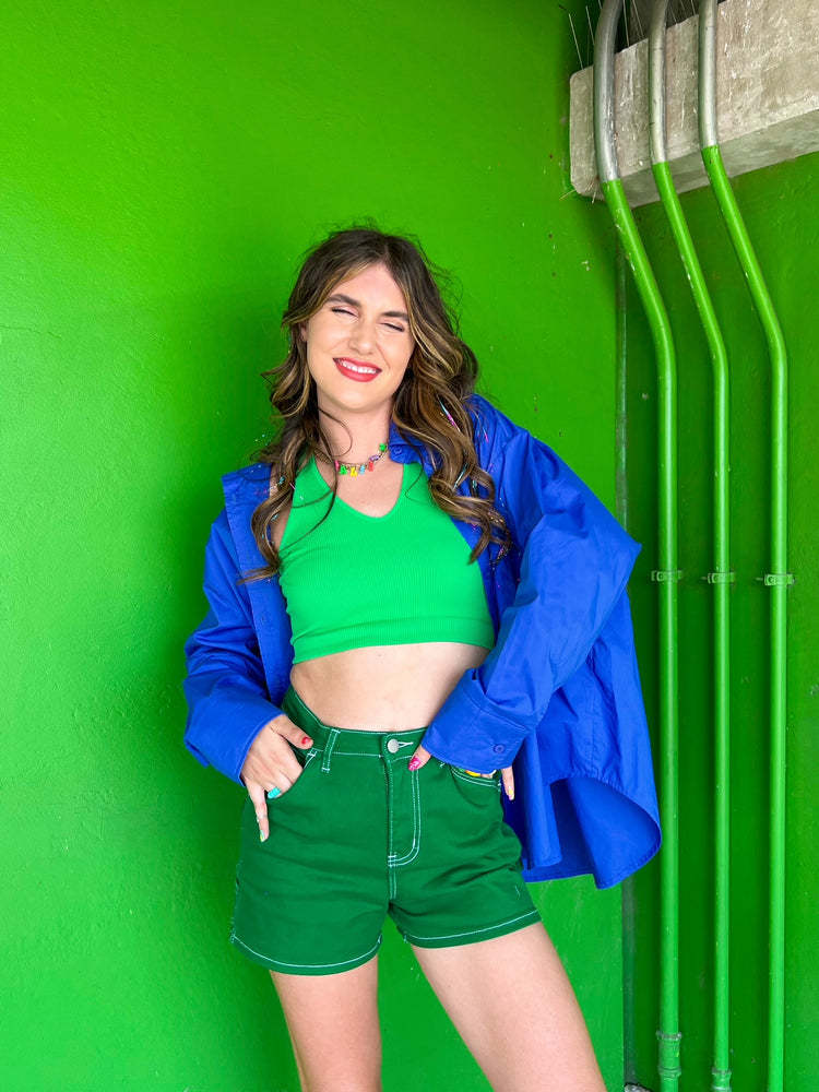 
            
                Load image into Gallery viewer, Happier than Ever Shorts in green *Extended Sizes
            
        