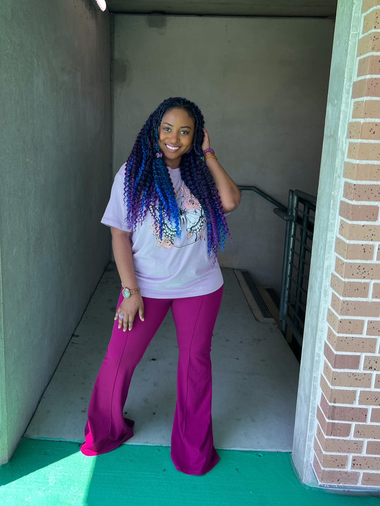 Weekend Vibes Berry Flare Pants (S-3XL)
