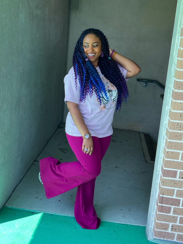 
            
                Load image into Gallery viewer, Weekend Vibes Berry Flare Pants *Extended Sizes
            
        