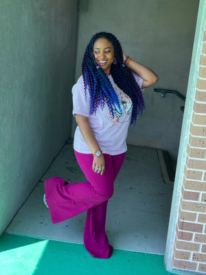 Weekend Vibes Berry Flare Pants (S-3XL)