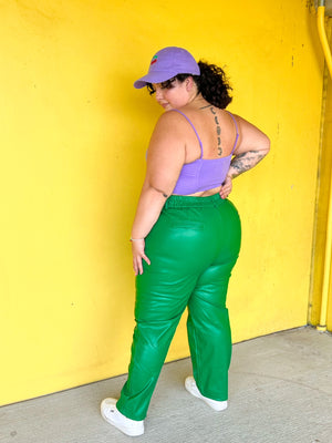 Don't Call Faux Leather Pants in Green*EXTENDED SIZES