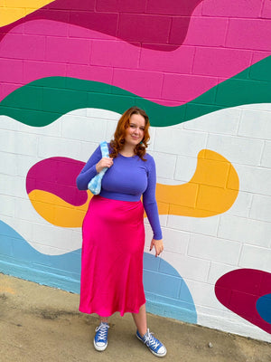 Just A Girl Midi Skirt in Pink (S-3XL)