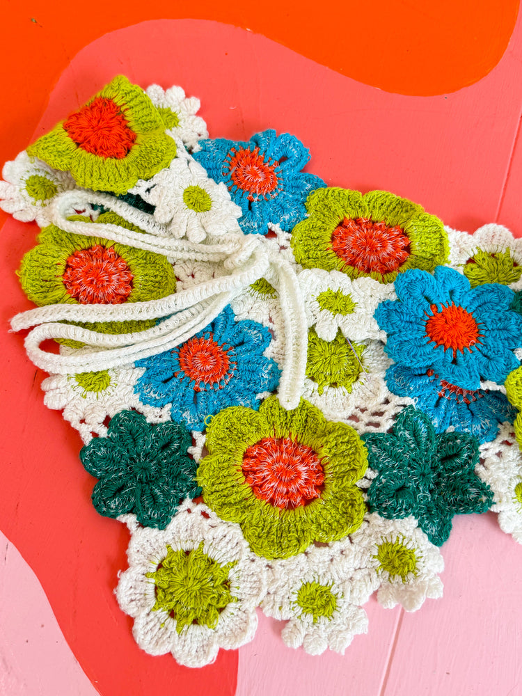 Crochet Flower Hair Scarf