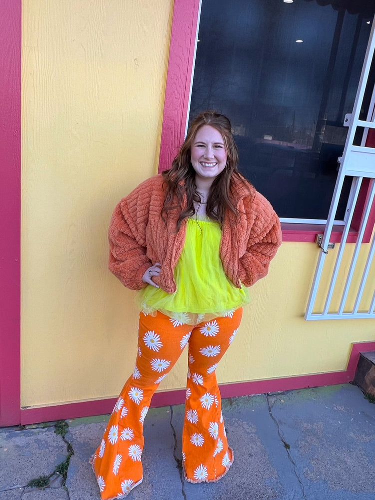 Dreamy Orange Flower Flare Pants – Aspyn and Ivy