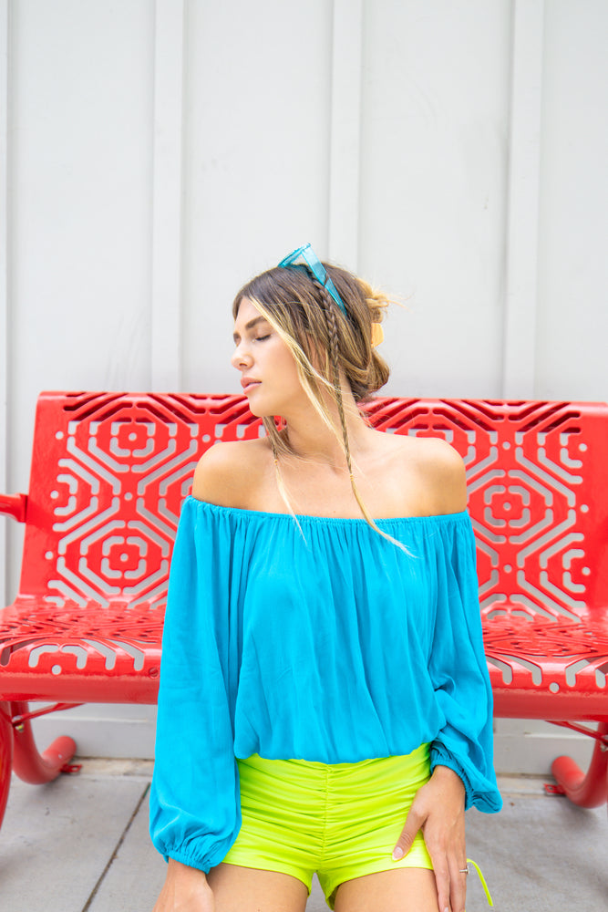 Blue Rasberry Snowcone Off the Shoulder Top