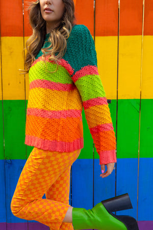 Take it All Sweater in Orange and Green