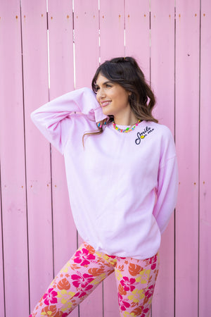 
            
                Load image into Gallery viewer, Smile On Me Pink Crewneck
            
        