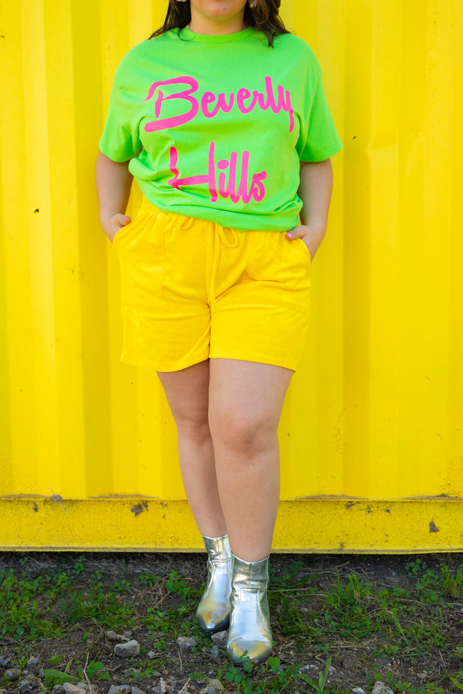 Live Each Day Yellow Terry shorts *Extended Sizes