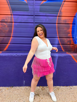 Rodeo Fringe Skirt in Pink (S-3XL)