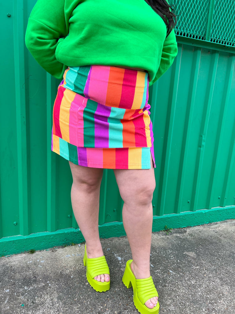 
            
                Load image into Gallery viewer, Rainbow Striped Skirt *Extended sizing
            
        